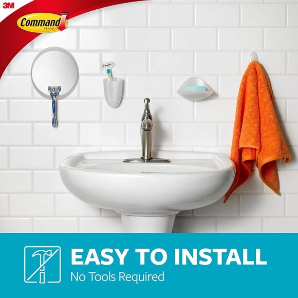 Bath Razor Holder, Clear Frosted, 1-Holder, 1- Water-Resistant Strip, Organize D - Picture 5 of 11